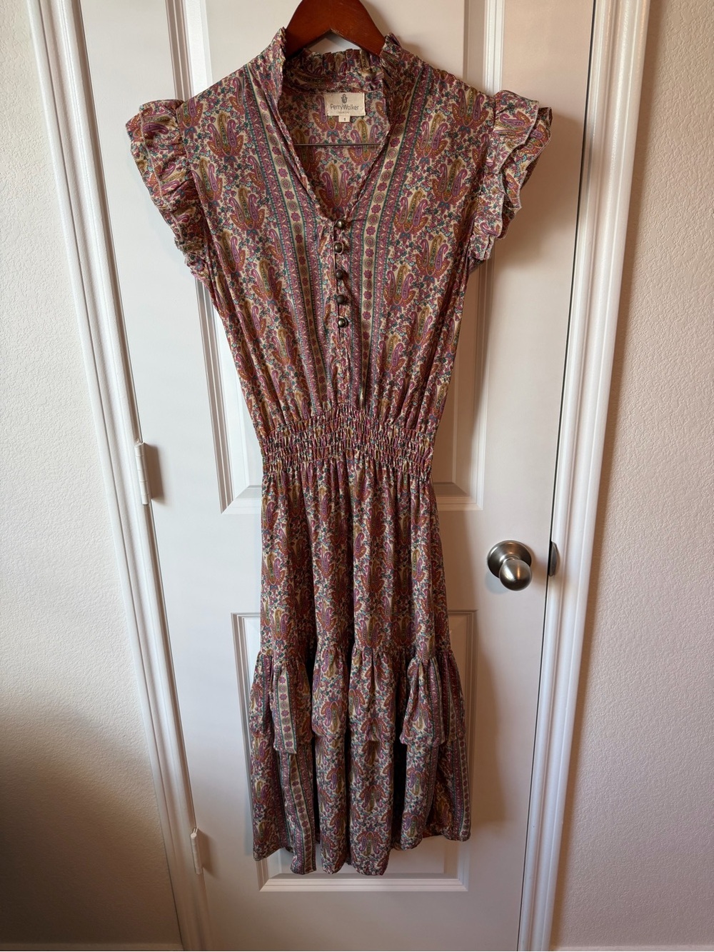 ⚡️Perry Walker Collective The Martha II Paisley Smocked Midi Dress